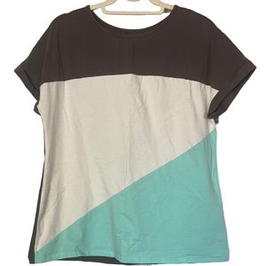 Color Block Short-Sleeve Top - Gray, White, and Mint | EUC | Sz L